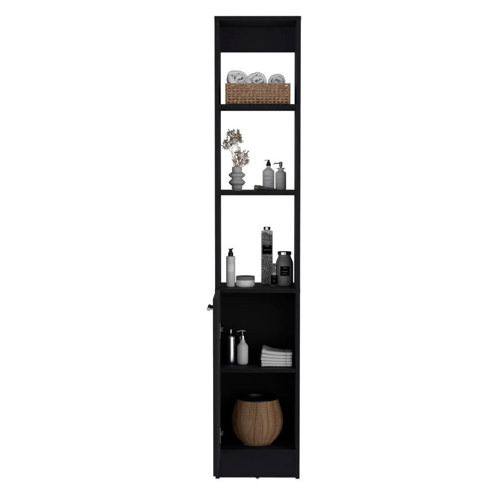 Linen Cabinet Marion, Bathroom, Black Black Particle Board Engineered Wood