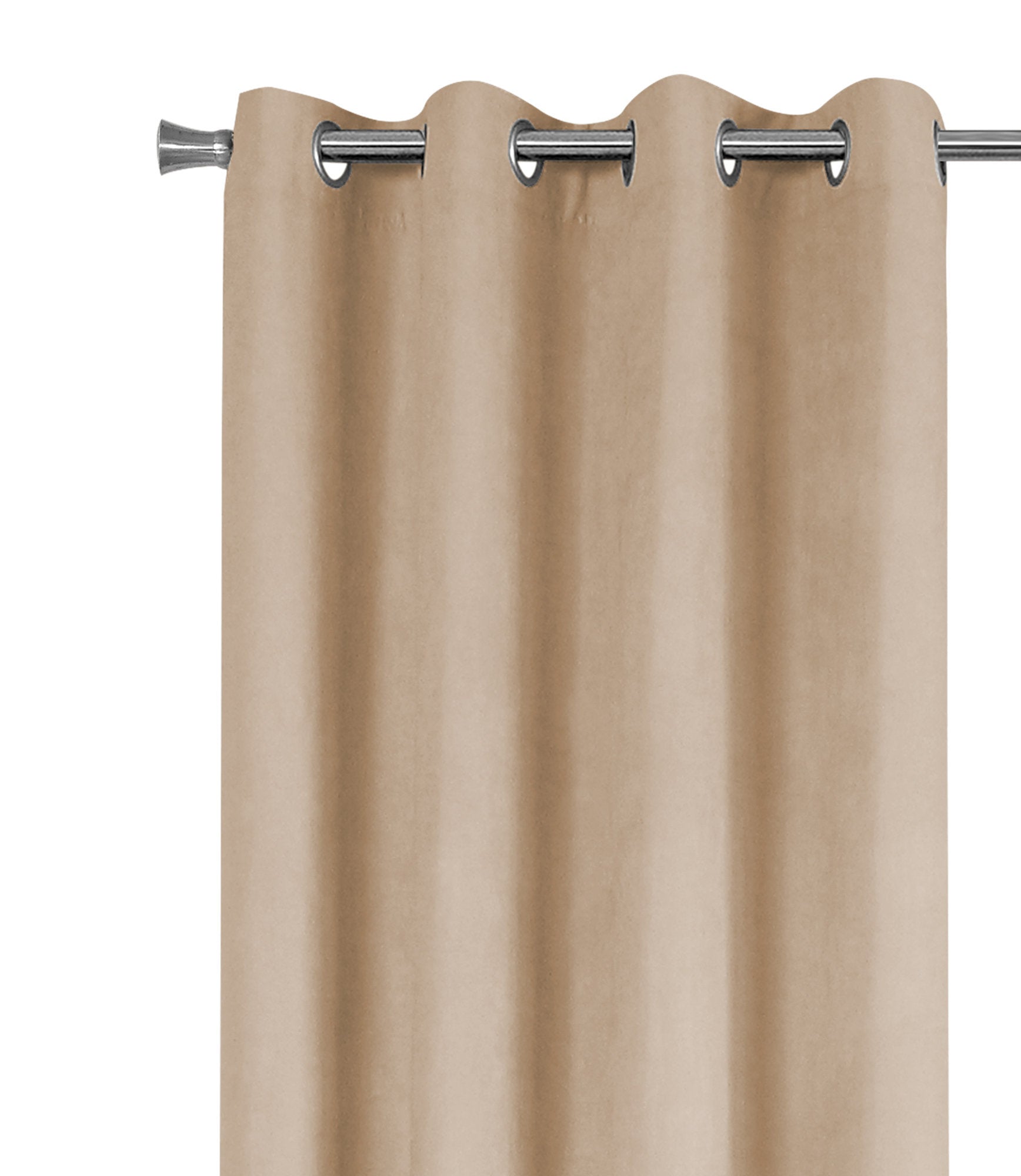 Curtain Panel, 2Pcs Set, 54"W X 95"L, Room Darkening, Grommet, Living Room, Bedroom, Kitchen, Beige Micro Suede, Contemporary, Modern Brown Polyester