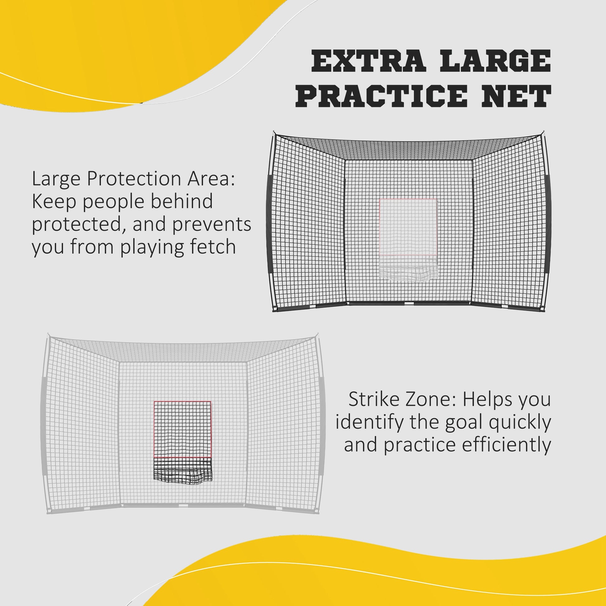 Soozier 17' X 5.5' Baseball Net With Strike Zone, Tee, Caddy, And Carry Bag For Pitching And Hitting, Portable Extra Large Softball And Baseball Training Equipment Black Steel