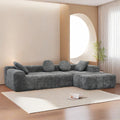 L Shaped Modular Modern Compressed Gray Sofa,Comfy Corduroy Fluffy Couch With Deep Seat,No Assembly Required Couch For Living Room Gray Linen Wood Primary Living Space Soft Cushion Back Extra Heavy