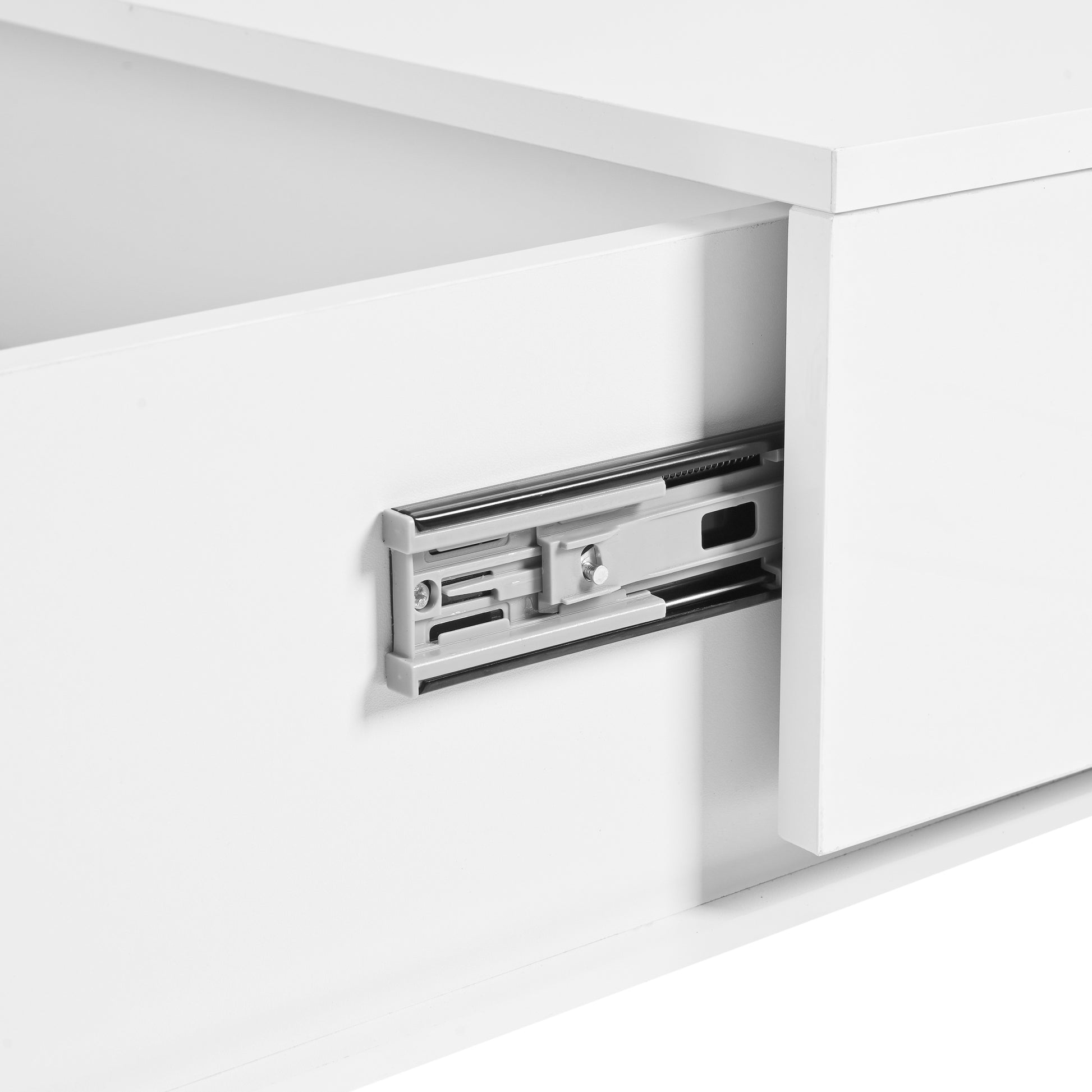 31.4'' X 31.4'' Square Coffee Table With Sliding Tabletop, High Gloss Center Table With Hidden Storage Compartment, Extendable Cocktail Table With Walnut Grain Finish For Living Room, White White Square Mdf