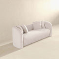 Mason Mid Century Modern Luxury Tight Back Curvy White Boucle Couch White Nature Wood Primary Living Space Tight Back Mid Century Modern Foam Boucle,Solid Wood 3 Seat