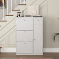 Shoe Cabinet,Freestanding Tipping Bucket Shoe Rack Organizer With 3 Flip Drawers,Entryway Narrow Shoe Storage With Adjustable Storage Shelf,Modern Slim Hidden Shoe Cabinet, White 5 Or More Spaces White Primary Living Space Particle Board