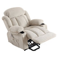 Power Lift Recliner Chair With Heat And Massage Electric Fabric Recliner Chair For Elderly With Side Pocket, Usb Charge Port, Remote Control For Living Room Beige A B Beige Velvet Metal Soft Heavy Duty Cotton Velvet