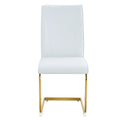 Luxury Simple Arch Chair Set Of 4 White Pu Material High Resilience Dining Chair With Arched Metal Gold Leg. White Gold Metal,Pu