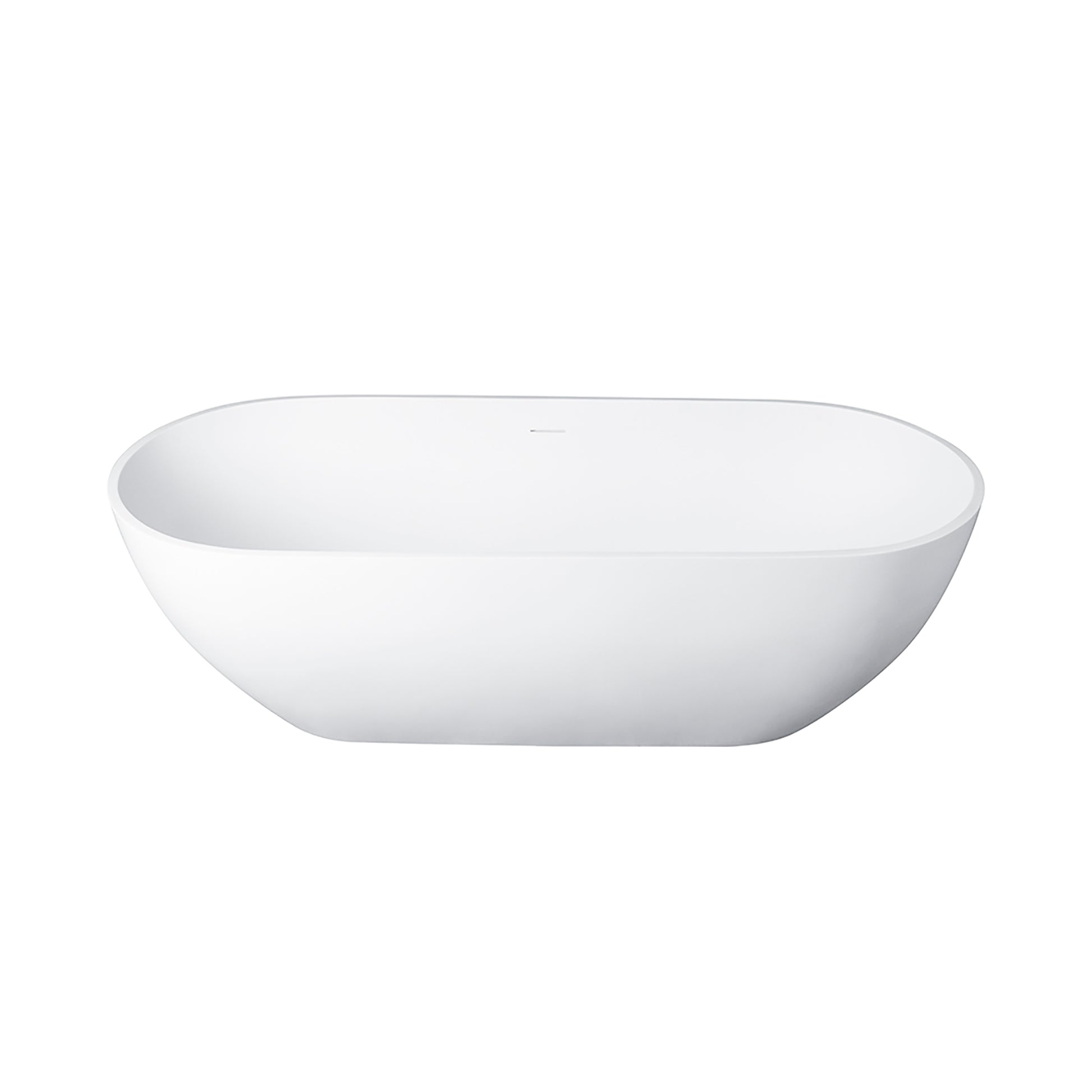 59" Freestanding Solid Surface Bathtub, Luxury Engineered Stone Resin Freestanding Soaking Bathtub With Overflow And Pop Up Drain For Contemporary Bathroom, Matte White 24S03 59Mw White Freestanding Tubs Solid Surface