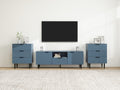 Tv Stand With Solid Ion Feet, Tv Console Table For Living Room, Bedroom Blue Particle Board