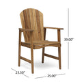 Outdoor Weather Resistant Acacia Wood Adirondack Dining Chairs Set Of 2 , Natural Finish Natural Acacia Wood