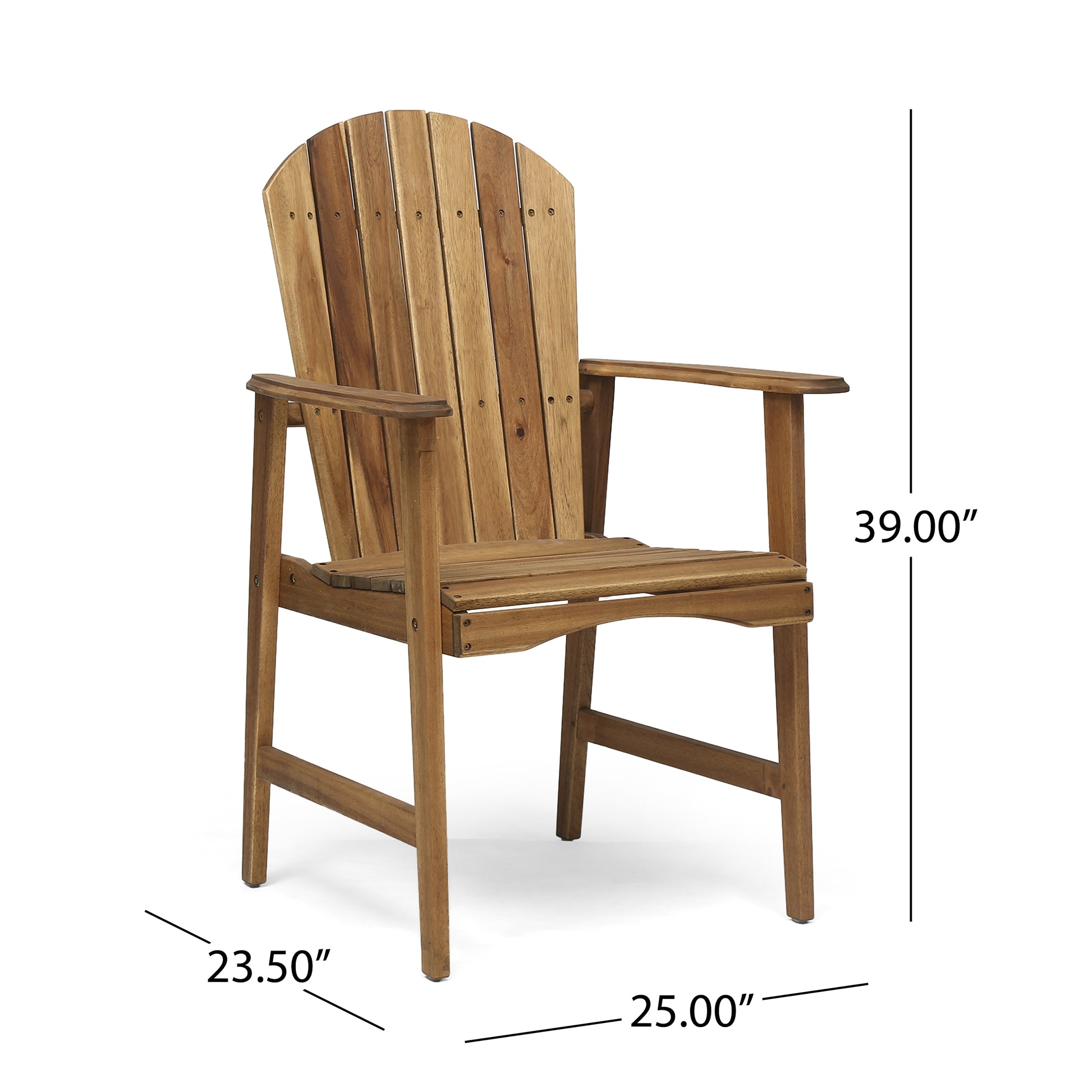 Outdoor Weather Resistant Acacia Wood Adirondack Dining Chairs Set Of 2 , Natural Finish Natural Acacia Wood