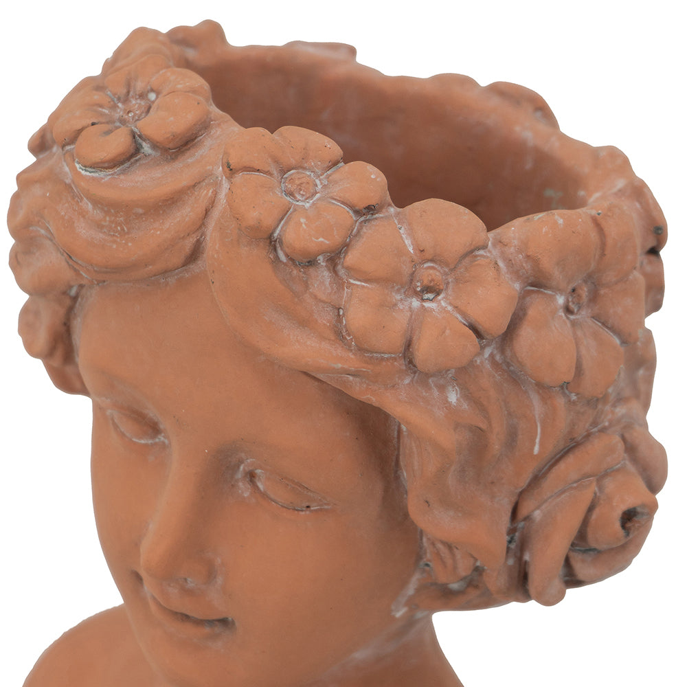 9X5.5X9.5" Brown Head Bust Planter, Greek Style Cement Head Planter Indoor Outdoor Home Garden Decor Brown Garden & Outdoor Cement