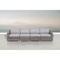 Fully Assembled 4 Piece Rattan Sectional Seating Set With Cushions Grey Mix Wicker