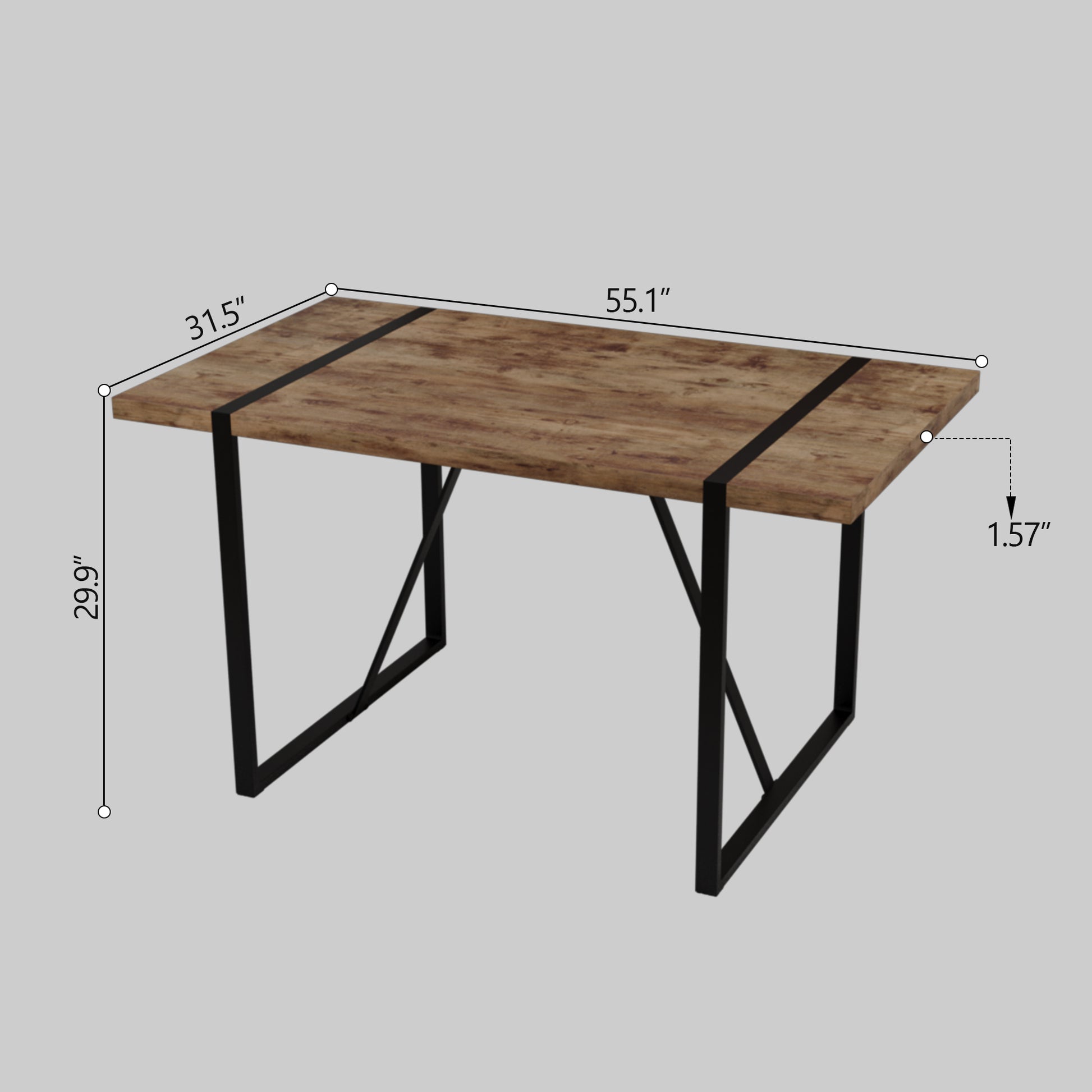 Mdf Dark Wood Dining Table And Modern Dining Chair 4 Piece Set, Medieval Wooden Kitchen Dining Table Set, Rectangular Metal Base, Dining Table And Suede Chair Brown Green Mdf