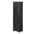 Tall Bathroom Storage Cabinet, Freestanding Storage Cabinet With Two Different Size Drawers And Adjustable Shelf, Mdf Board With Painted Finish, Black Black Mdf