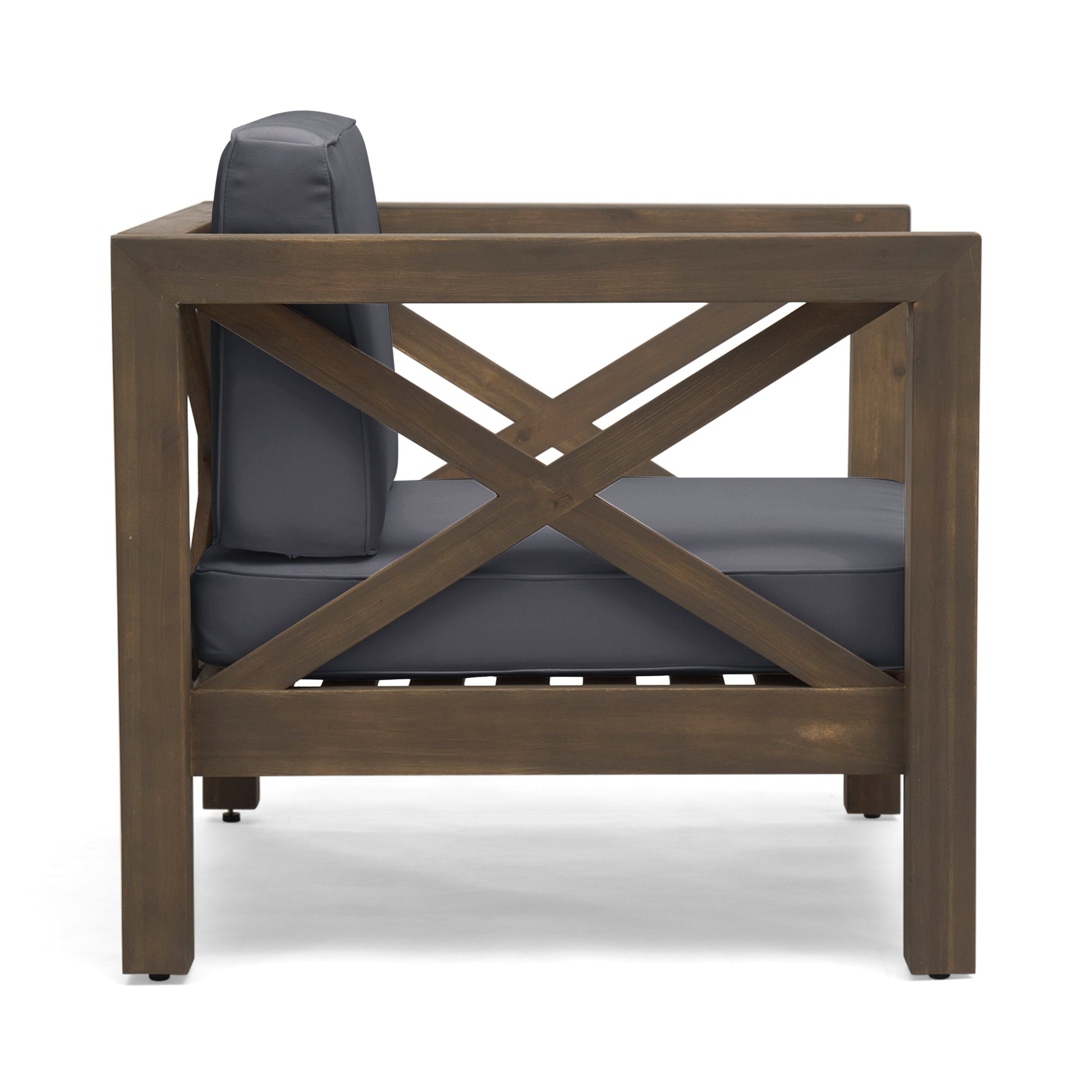 Brava Club Chair Grey Wood Waterproof Fabric