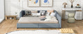 Queen Size & Twin Xl Size Upholstered Platform Bed, Mother & Child Bed, Pu Leather, Gray Gray Pu Leather