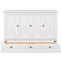 Solid Pine Murphy Bed Chest Cube Cabinet Bed With Charging Station And Large Storage Drawer For Home Office Or Small Room,Queen,White Box Spring Not Required Queen White Wood White Pine Murphy Solid Wood Mdf