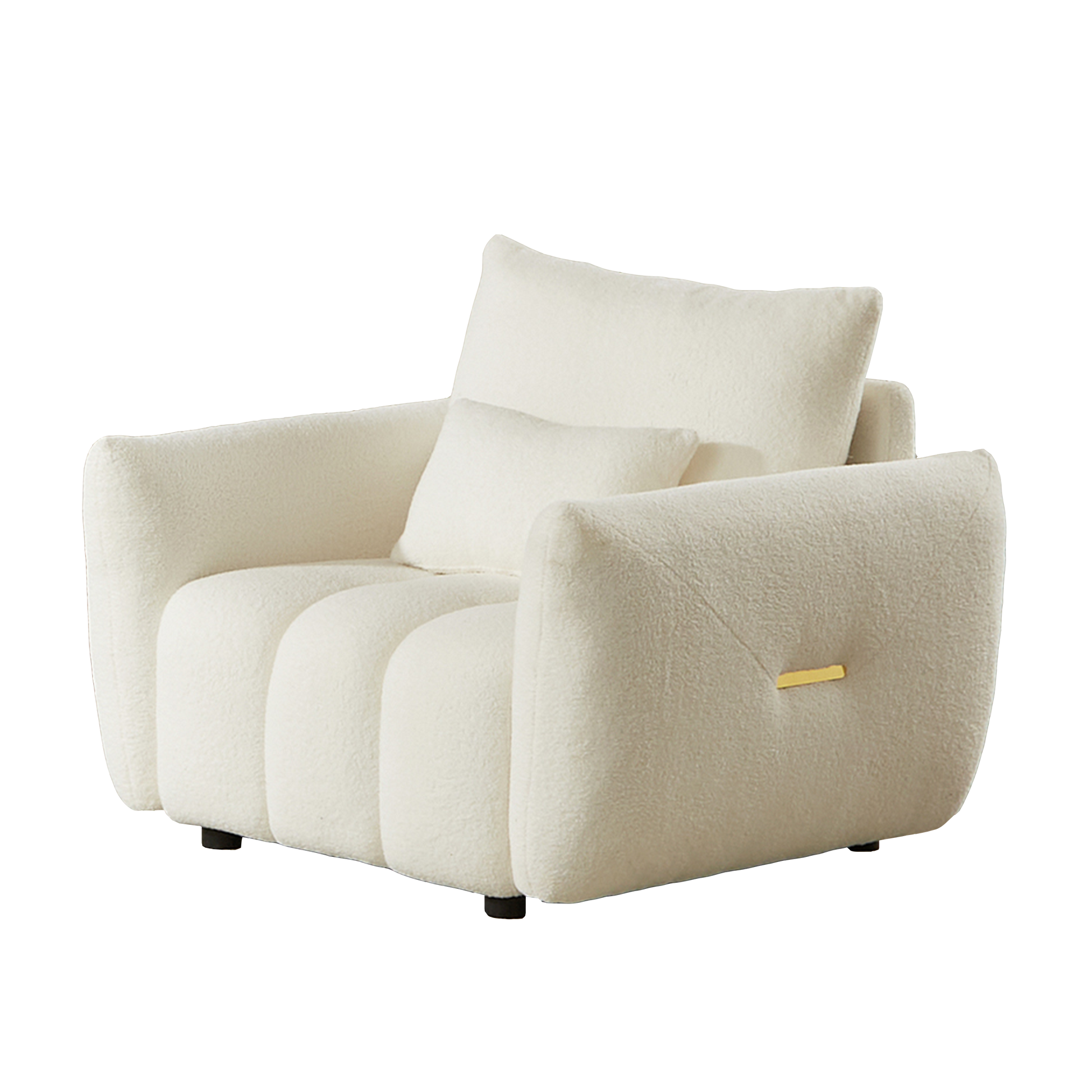 Mh39.7''Teddy Fabric Sofa, Modern Lounge Chair, Upholstered With One Pillow For Apartment, Office, Living Room And Bedroom Beige Wood Primary Living Space Pine Foam Fabric 1 Seat