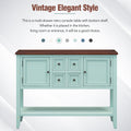 Cambridge Series Large Storage Vintage Console Table With Four Small Drawers And Bottom Shelf For Living Rooms, Entrances And Kitchens Retro Blue, Old Sku: Wf190263Aac Retro Blue Solid Wood Mdf