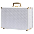 Portable Makeup Case With Led Mirror Travel Makeup Bag Cosmetic Organizer Box With Locks, Brush Holder, Dividers, Rechargeable, White White Aluminium Alloy