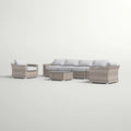 Fully Assembled 6 Person All Weather Wicker Sectional Seating Group With Cushions Grey Mix Wicker