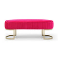 Bench Bedroom Bench ,Velvet Oval Upholstered End Of Bed Bench With Golden Metal Legs ,48