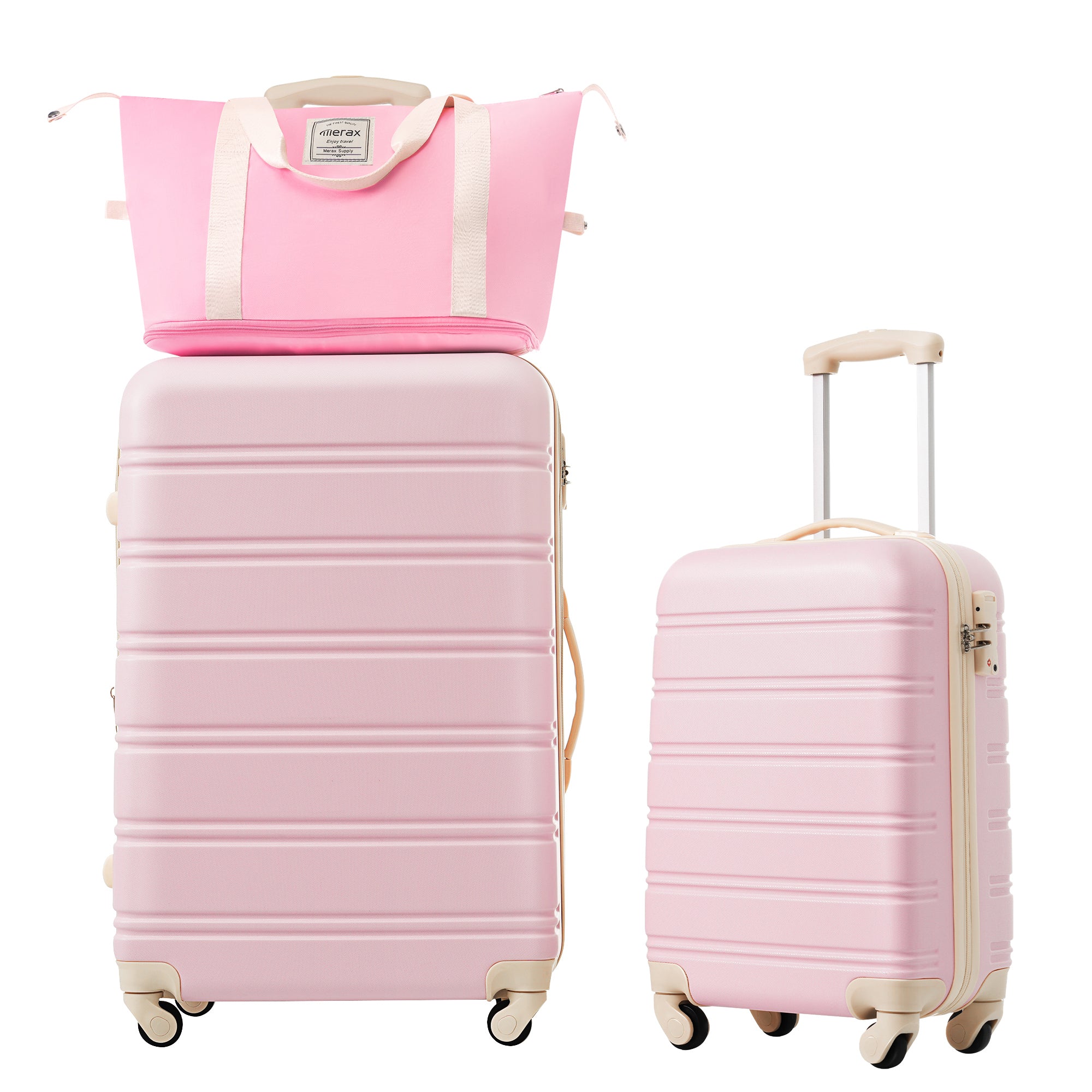 Hardshell Luggage Sets 2Pcs Bag Spinner Suitcase With Tsa Lock Lightweight 20" 28" Light Pink Abs