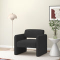 Black Single Sofa Chair, Upholstered Comfortable Chair With Armrests, For Dining Room Bedroom Living Room Reception Black 30.9