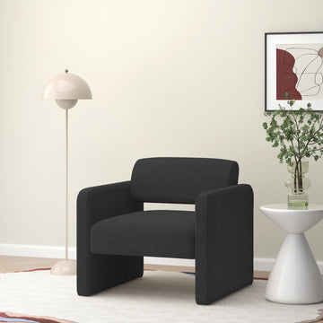 Black Single Sofa Chair, Upholstered Comfortable Chair With Armrests, For Dining Room Bedroom Living Room Reception Black 30.9"*30.51"*30.11" Black Velvet