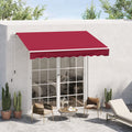 Outsunny 8' X 7' Patio Retractable Awning, Manual Exterior Sun Shade Deck Window Cover, Wine Red Red Aluminum