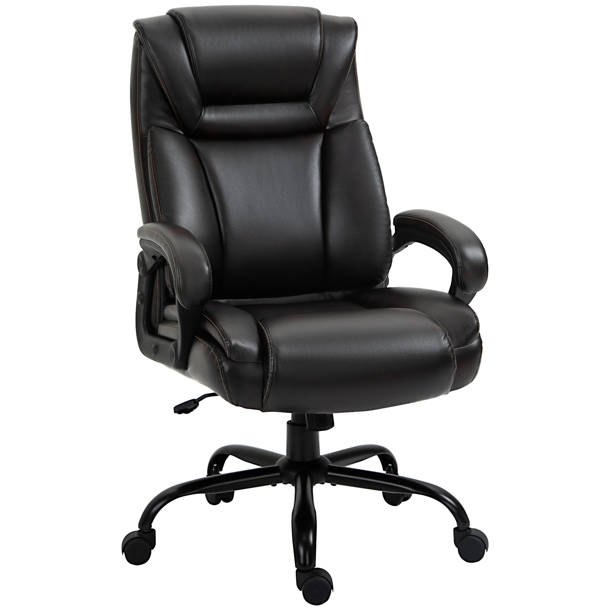 Vinsetto Big And Tall 400Lbs Executive Office Chair With Wide Seat, Computer Desk Chair With High Back Pu Leather Ergonomic Upholstery, Adjustable Height And Swivel Wheels, Brown Brown Faux Leather