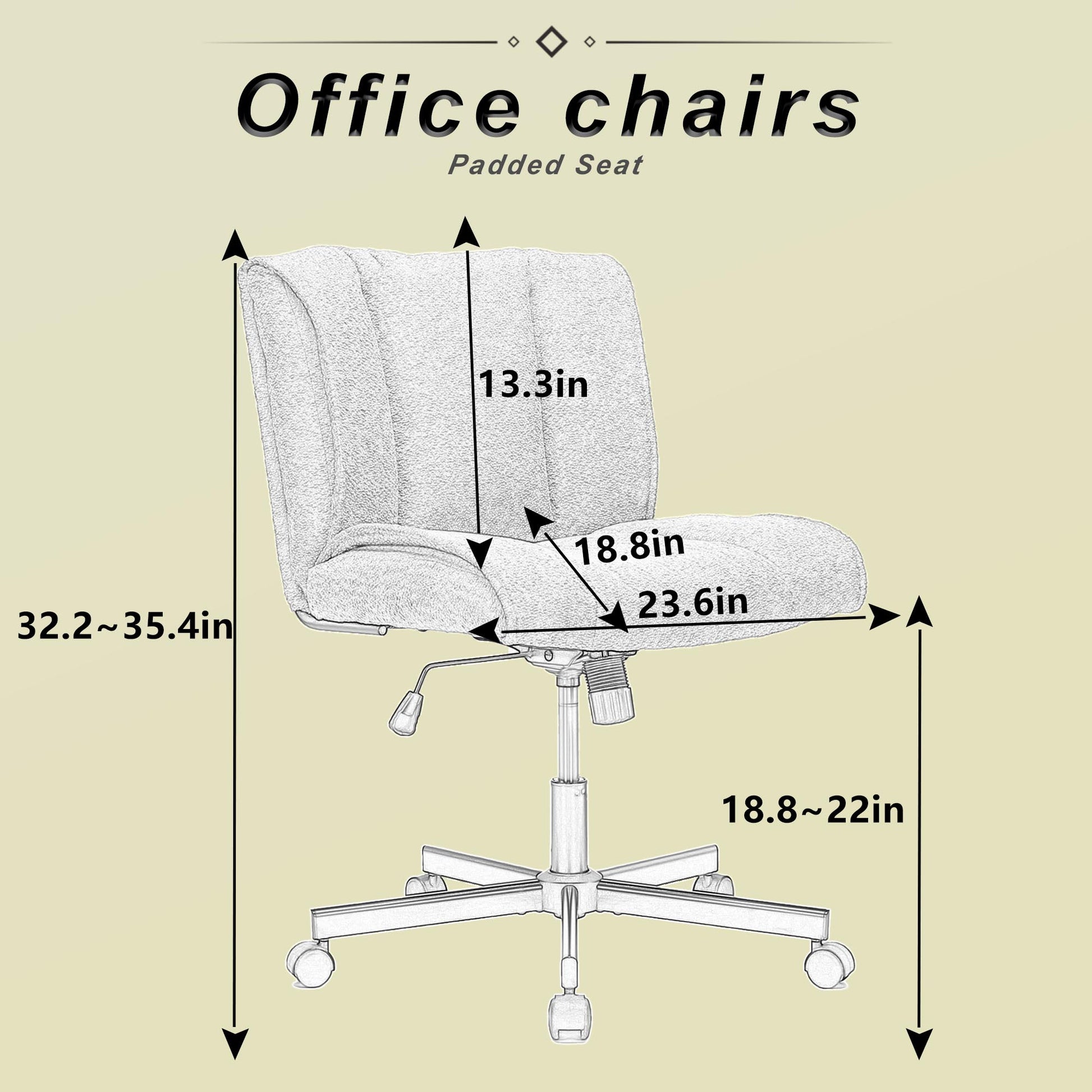 Armless Desk Chairs With Wheels Office Chair Vanity Chair With Technical Cloth Adjustable Swivel Computer Task Chairs For Home Base, Bedroom,Pink Gray Gray Polyester Blend