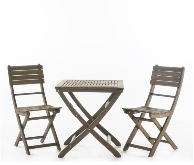 Positano 25 " Foldable Bistro Set, Gray Grey Acacia Wood