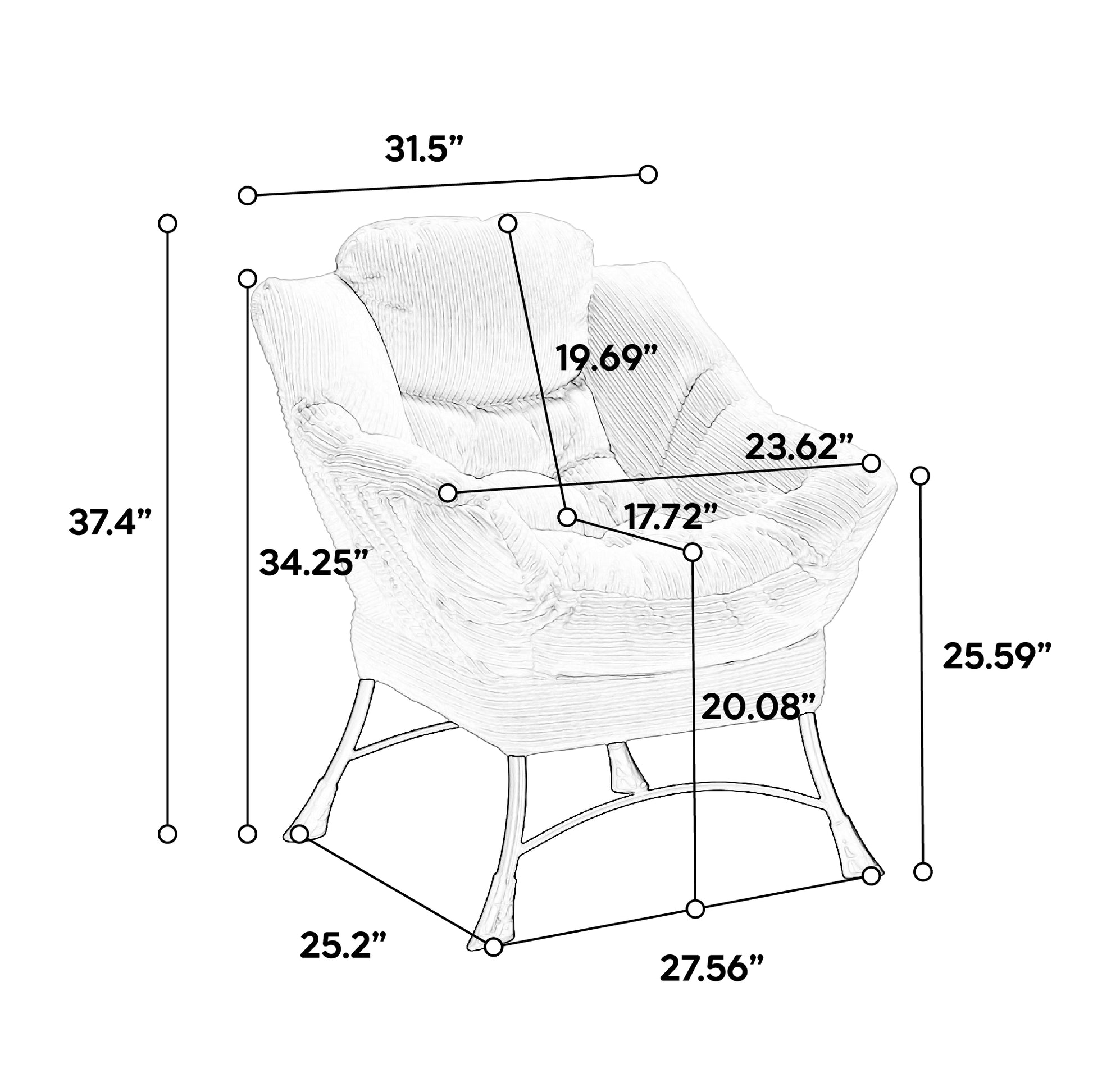 Lazy Chair With Ottoman, Modern Lounge Accent Chair With Armrests And A Side Pocket, Leisure Upholstered Sofa Chair Reading Chair With Footrest For Small Space, Corner Chair Grey Grey Cotton Steel