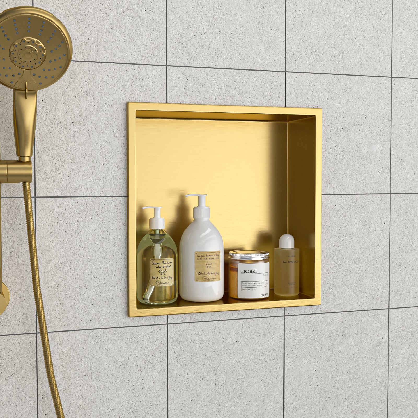 13" X 13" Stainless Steel Shower Niche, Gold Gold Stainless Steel