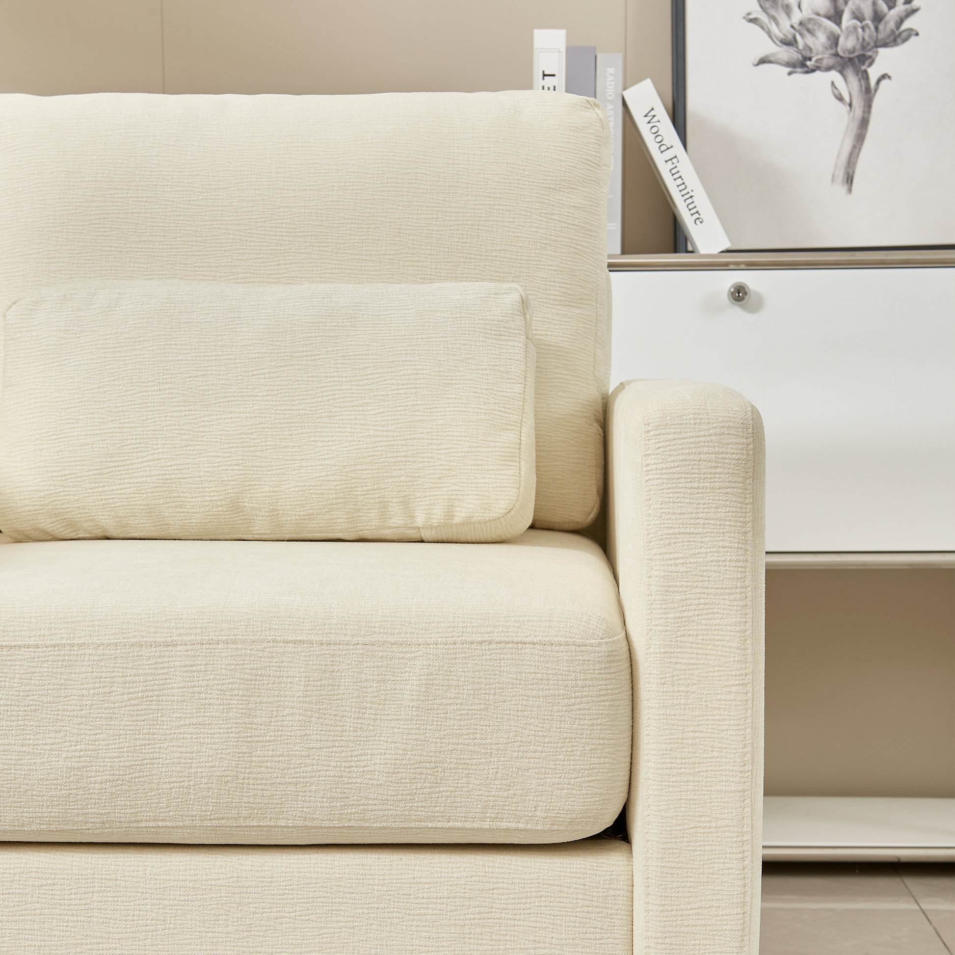 Modern Accent Chair, Chenille Upholstery Armchair Modern Style, Solid Wood Frame Ideal For Living Room, Bedroom, Office Beige Wood Foam Chenille 1 Seat