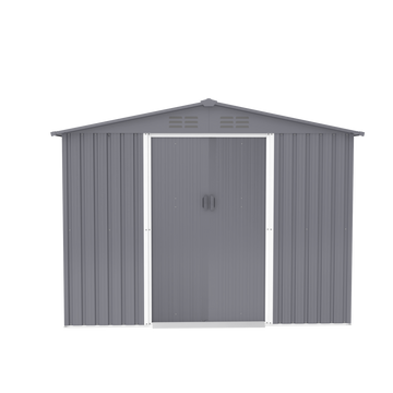 Outdoor Storage Shed 8 X 6 Ft Large Metal Tool Sheds, Heavy Duty Storage House With Sliding Doors With Air Vent For Backyard Patio Lawn To Store Bikes, Tools, Lawnmowers Dark Grey Dark Grey