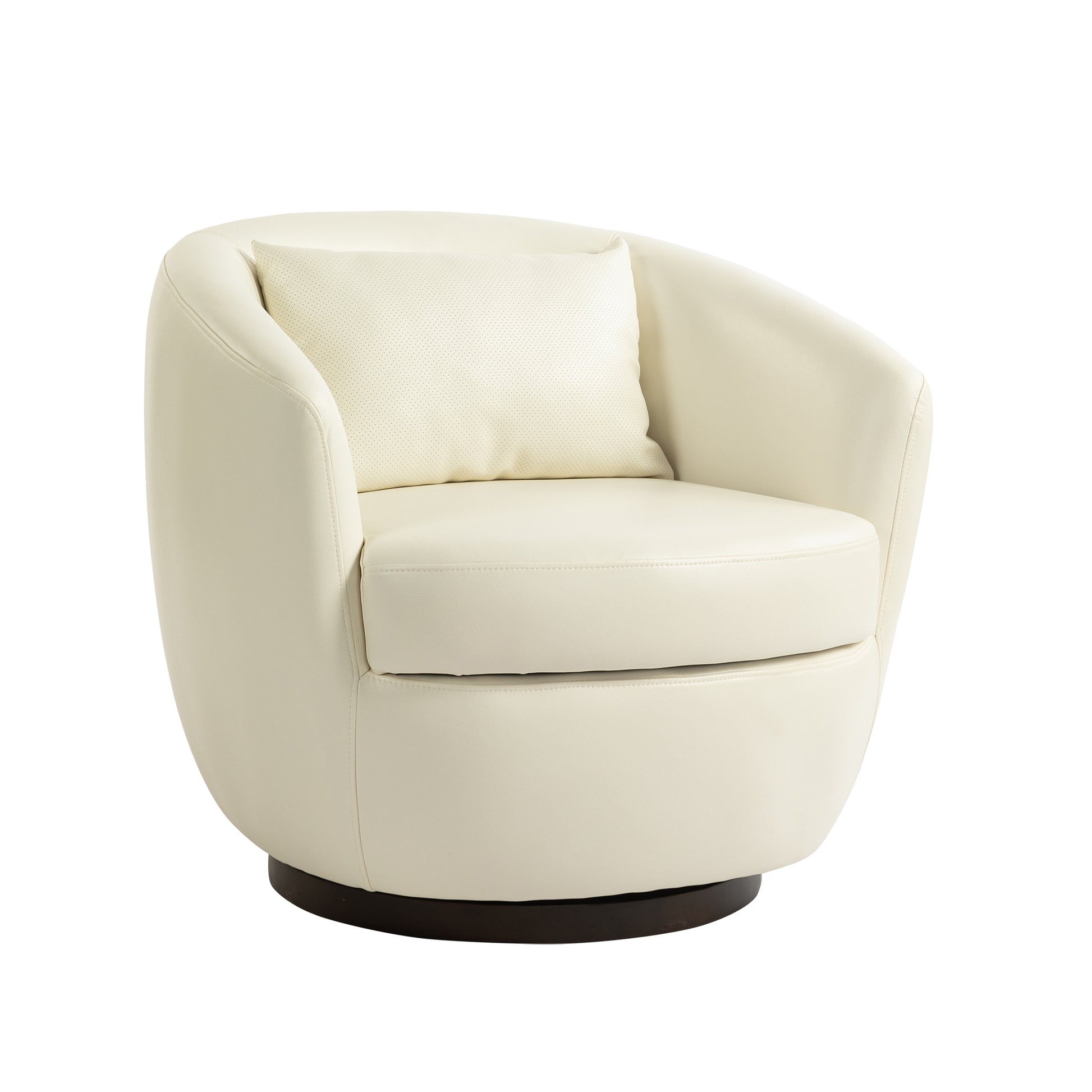Upholstered Swivel Barrel Armchair With Storage Modern Living Room Side Chair For Bedroom Office Reading Spaces Pu Light Beige Light Beige Foam Upholstered