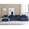 131'' Modular Sectional Couch, U Shaped Sofachaise Lounge, Striped Fabric,Upholstered 4 Seater Couch For Living Room, Bedroom, Free Combination Sofa Corduroy , Blue Blue Polyester Primary Living