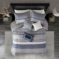 7 Piece Jacquard Comforter Set Navy King King Navy Polyester