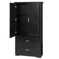 Tall Bathroom Storage Cabinet, Cabinet With Two Doors And Drawers, Adjustable Shelf, Mdf Board, Black Black Mdf