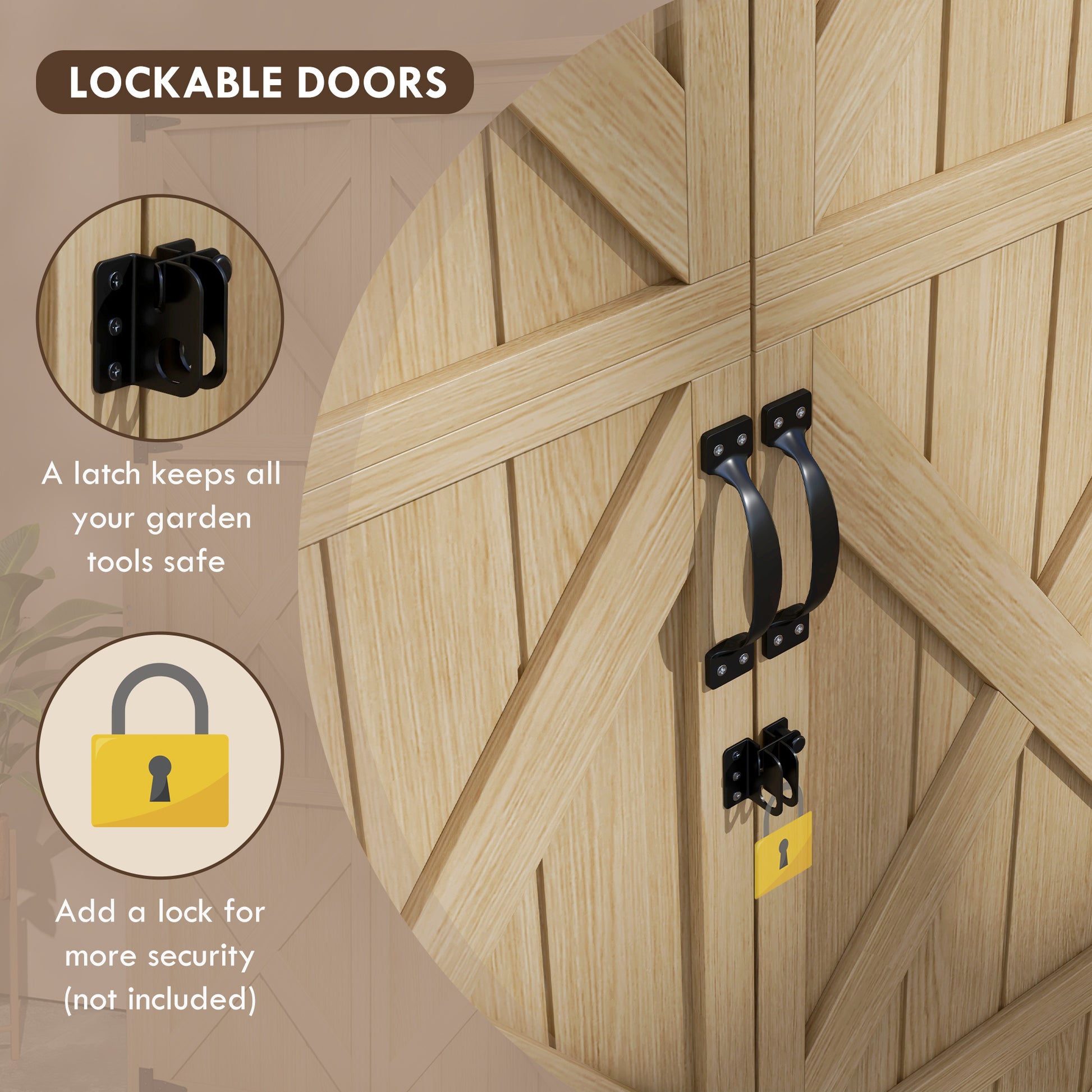 Outsunny Wooden Garden Shed, Outdoor Storage Cabinet With Waterproof Asphalt Roof, Narrow Tool Shed With Shelves And Lockable Doors, Natural Natural Wood Wood