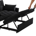 4 In1 Loveseat Sofa Bed With Armrests & Storage Pockets, Multi Function Tufted Pull Out Sofa Bed With Adjustable Backrest And Pillows, Convertible Loveseat Sofa Couch,Black Black Velvet Primary Living Space Medium Soft Tufted Back American