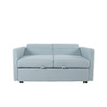 Loveseat Sleeper Pull Out Couch 3 In 1 Sofa Bed Adjustable Backrest Light Blue Wood Fabric