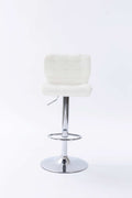 Tufted Wingback Modern Adjustable Modern Swivel Height Barstools Counter Stool For Kichen Island Set Of 2 ,White Chrome Metal