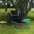 Outsunny Camping Cot For Adults, Folding Bed With Soft Padded Cushions & Headrest, 180 Adjustable Reclining Lounger, Heavy Duty And Portable With A 400 Lbs. Capacity, Dark Green Dark Green Oxford Fabric