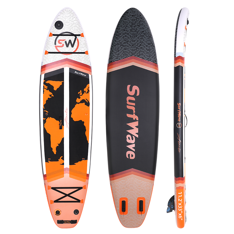 Inflatable Stand Up Paddle Board 11'X34"X6" With Accessories Water Sports Black Orange Anti Slip Garden & Outdoor American Design,Beach Multifunctional Pvc