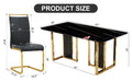 Table And Chair Set. Modern Dining Table With Mdf Top And Beautiful Mdf Legs. Equipped With Comfortable Pu Chairs And Metal Legs. Suitable For A Wide Range Of Decorative Styles. Black Seats 4 Mdf