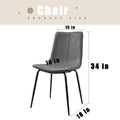 Dining Chairs,Faux Leather Dining Chairs Set Of 2, Kitchen Dining Room Chairs With Backrest And Metal Leg,Mid Century Modern Armless Chair,Upholstered Seat,Grey Gray Pu Set Of 2 Carbon Steel Pu Leather