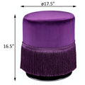Purple Eggplant Round Ottoman With Fringe Purple Velvet