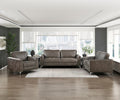 Brownish Gray Polished Microfiber Upholstery Elegant Modern Style Chair 1Pc Solid Wood Living Room Furniture Metal Legs Brown Primary Living Space Modern Solid Wood